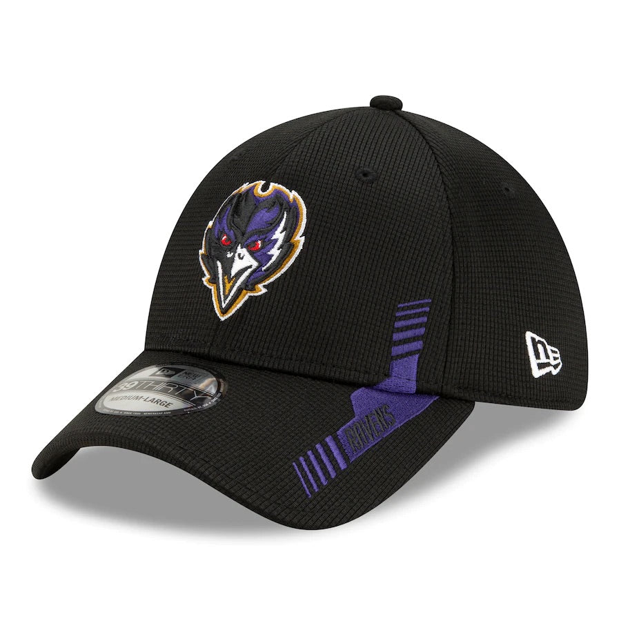 Baltimore Ravens 2021 New Era NFL Sideline Home Black 39THIRTY Flex Hat - Pro League Sports Collectibles Inc.