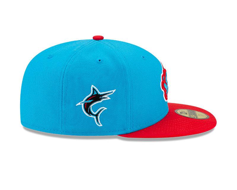 Miami Marlins New Era Blue/Red 2021 City Connect Authentic Collection On-Field 59FIFTY Fitted Hat - Pro League Sports Collectibles Inc.