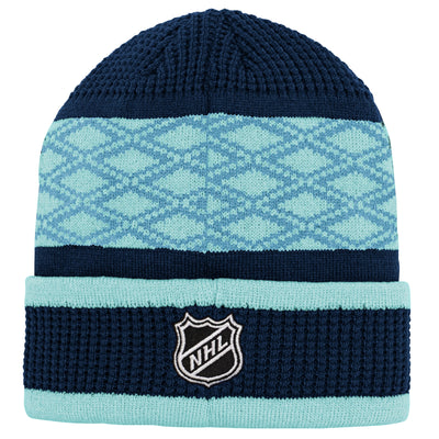 Youth Seattle Kraken NHL Puck Pattern Cuff Knit Toque - Pro League Sports Collectibles Inc.