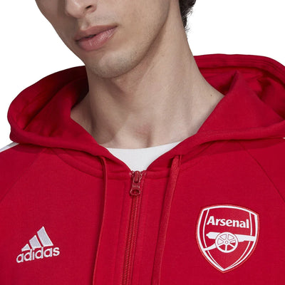 Arsenal FC Adidas 3 Stripe DNA Full Zip Up Hoodie - Pro League Sports Collectibles Inc.