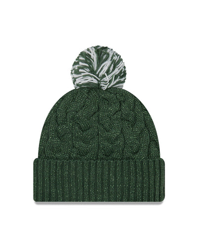 Women’s Green Bay Packers New Era Cozy Cable Laser Cuff Pom Knit Toque - Pro League Sports Collectibles Inc.
