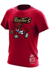 Toronto Raptors Mitchell & Ness Hardwood Classic Dribble Logo Red T-Shirt - Pro League Sports Collectibles Inc.