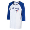 Women’s Toronto Blue Jays Nike Tri-Blend 3/4 Sleeve Raglan White Blue T-Shirt - Pro League Sports Collectibles Inc.