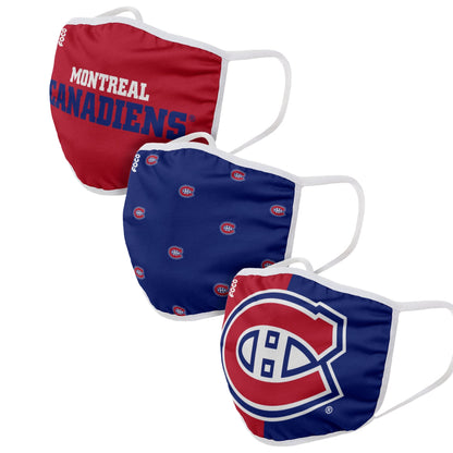 Youth Montreal Canadiens FOCO NHL Face Mask Covers 3 Pack - Pro League Sports Collectibles Inc.