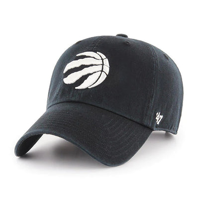 Toronto Raptors Black White Ball Clean Up '47 Brand Adjustable Hat - Pro League Sports Collectibles Inc.