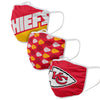 Kansas City Chiefs Game Time FOCO NFL Face Mask Covers Adult 3 Pack - Pro League Sports Collectibles Inc.