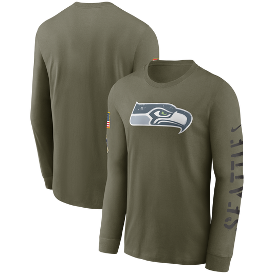 Seattle Seahawks Nike 2022 Salute To Service - Team Logo Long Sleeve T-Shirt - Olive - Pro League Sports Collectibles Inc.