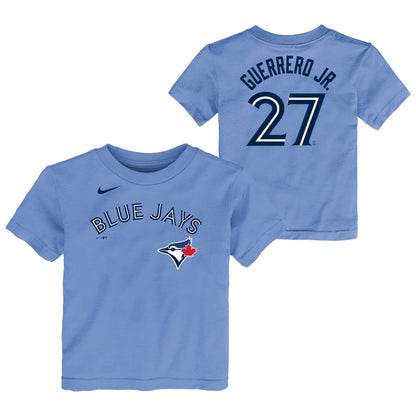 Toddler Toronto Blue Jays Guerrero Jr. #27 Nike Powder Blue Horizon Name & Number T-Shirt - Pro League Sports Collectibles Inc.