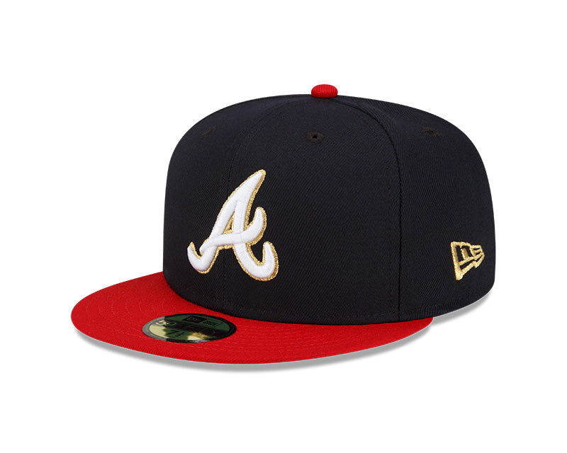 New Era Atlanta Braves Black Fitted Hat MLB 2021 World Series Patch Gray  U/V Cap