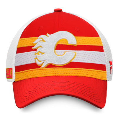 Youth Calgary Flames Fanatics Branded 2020 NHL Draft Authentic Pro Structured Adjustable Trucker Hat - Pro League Sports Collectibles Inc.