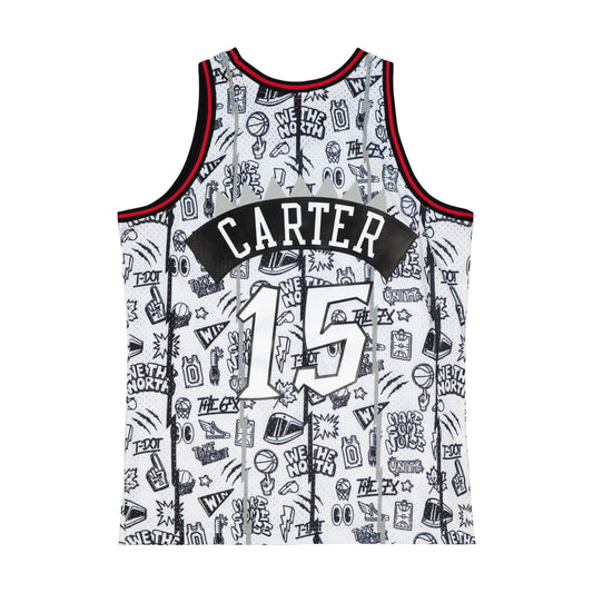 Vince Carter Toronto Raptors Mitchell & Ness Doodle 1998-99 Hardwood Classic Swingman White Jersey - Pro League Sports Collectibles Inc.