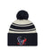 Houston Texans New Era 2022 Sideline - Sport Cuffed Pom Knit Hat - Cream/Navy