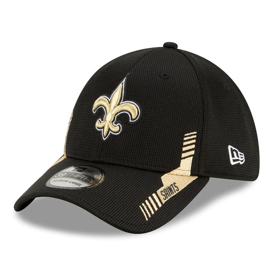 New Orleans Saints 2021 New Era NFL Sideline Home Black 39THIRTY Flex Hat - Pro League Sports Collectibles Inc.