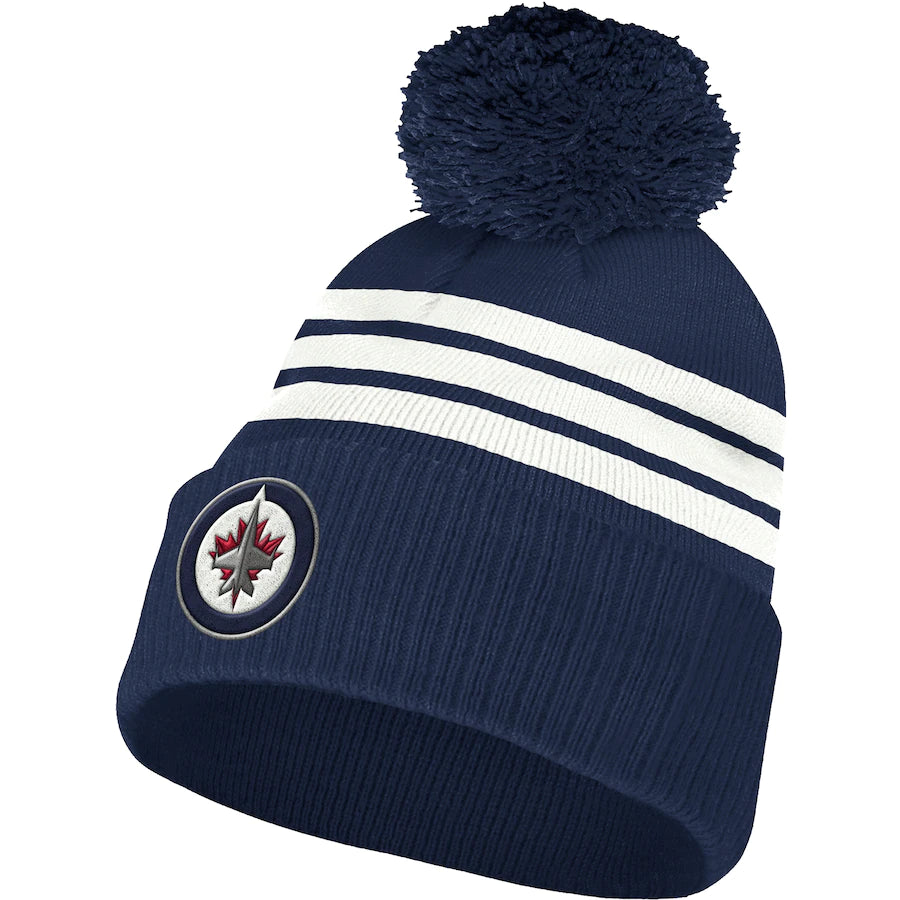 Winnipeg Jets Adidas 3 Stripe Locker Room Cuffed Knit Pom Toque - Pro League Sports Collectibles Inc.