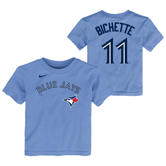 Toddler Toronto Blue Jays Bo Bichette #11 Nike Powder Blue Horizon Name & Number T-Shirt - Pro League Sports Collectibles Inc.