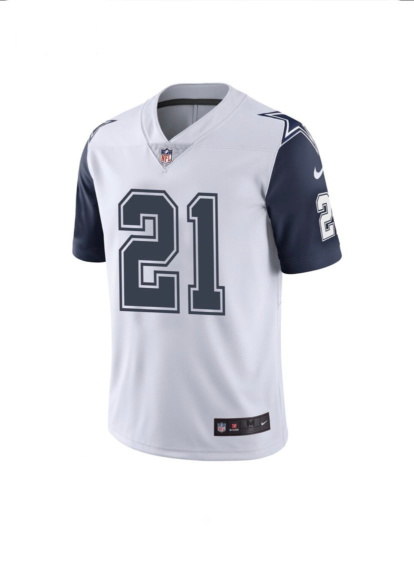 Ezekiel Elliott #21 Dallas Cowboys White Double Star Alternate 2 Vapor Nike Limited Jersey - Pro League Sports Collectibles Inc.