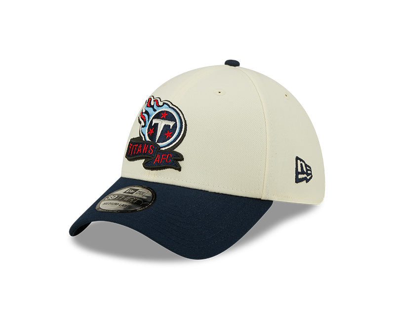 Tennessee Titans 2022 Sideline New Era Cream/Navy - 39THIRTY 2-Tone Flex Hat - Pro League Sports Collectibles Inc.