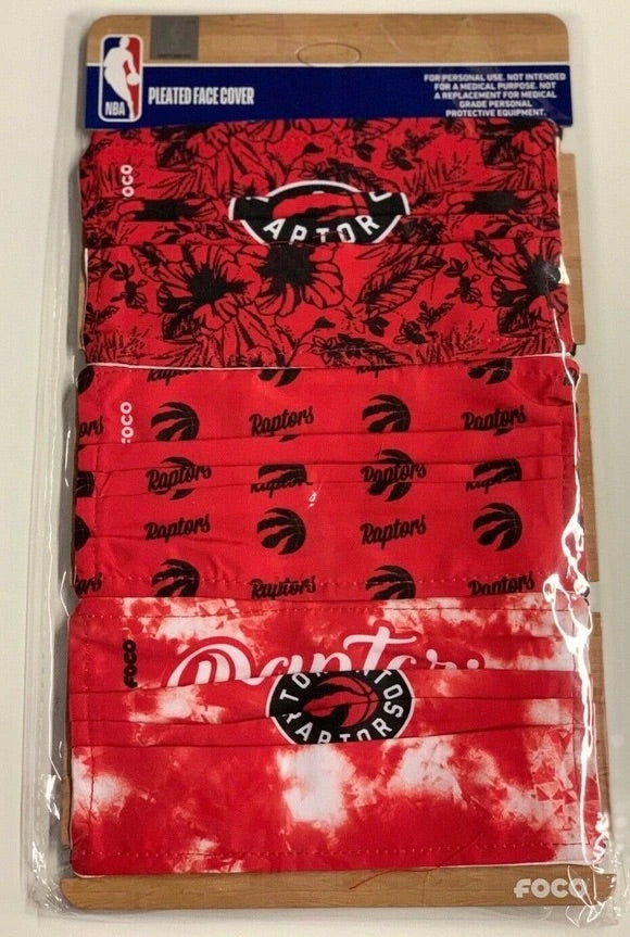 Women's Toronto Raptors Match Day FOCO NBA Face Mask Covers Adult 3 Pack - Pro League Sports Collectibles Inc.