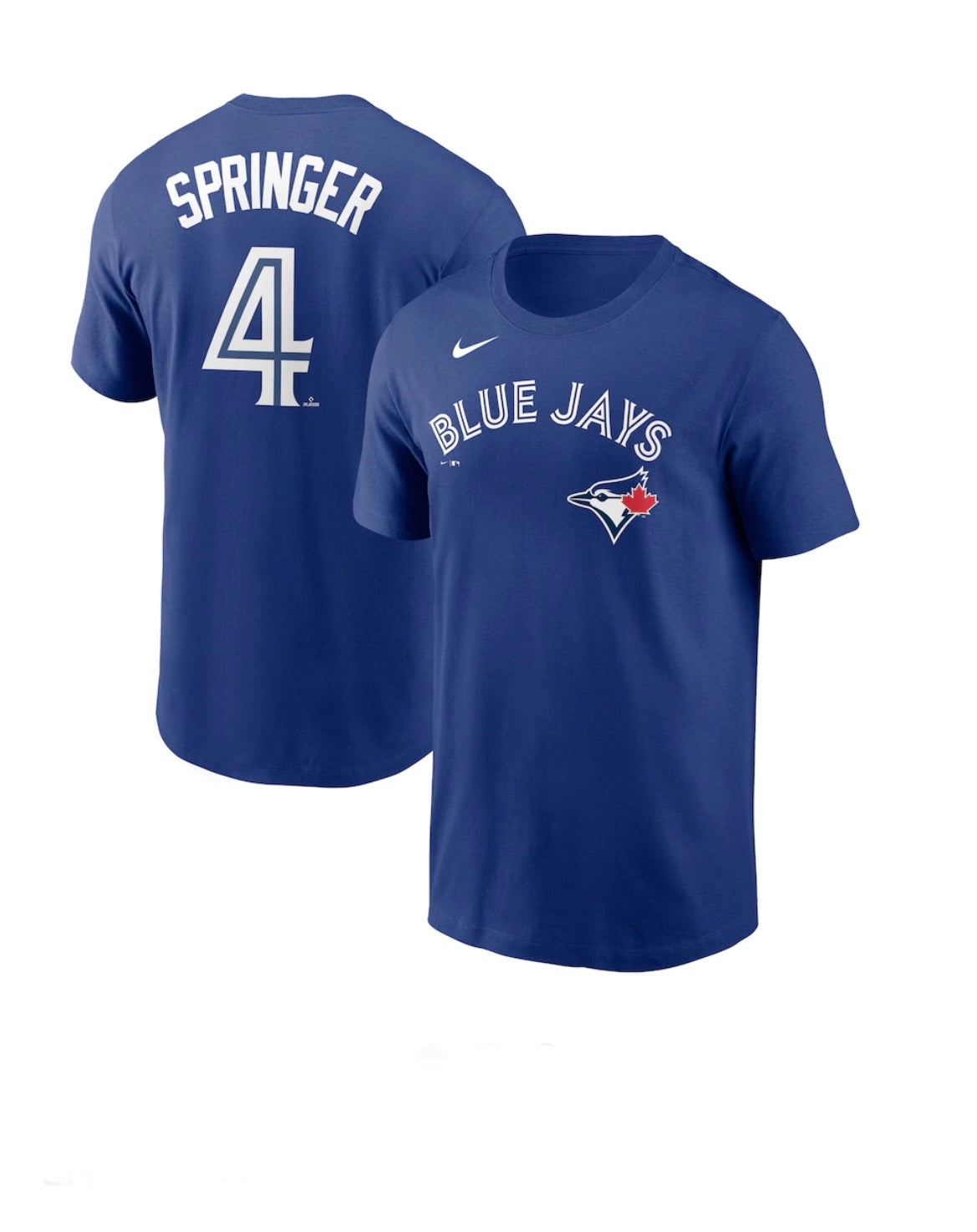 Toronto Blue Jays George Springer #4 Nike Royal Name and Number T-Shirt - Pro League Sports Collectibles Inc.