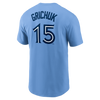 Toronto Blue Jays Randal Grichuk #15 Nike Powder Blue Horizon Name and Number T-Shirt - Pro League Sports Collectibles Inc.