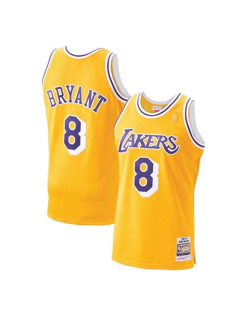 Kobe Bryant Gold Los Angeles Lakers 1996-97 Hardwood Classics Mitchell & Ness- Authentic Jersey - Pro League Sports Collectibles Inc.