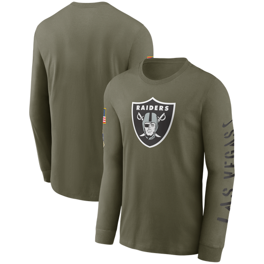 Las Vegas Raiders Nike 2022 Salute To Service - Team Logo Long Sleeve T-Shirt - Olive - Pro League Sports Collectibles Inc.