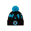 Carolina Panthers New Era Black/Blue 2020 NFL Sideline - Official Sport Pom Cuffed Knit Toque - Pro League Sports Collectibles Inc.