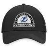 Tampa Bay Lightning Fanatics Branded Black Trucker Mesh 2021 Stanley Cup Champions - Locker Room Adjustable Hat - Pro League Sports Collectibles Inc.
