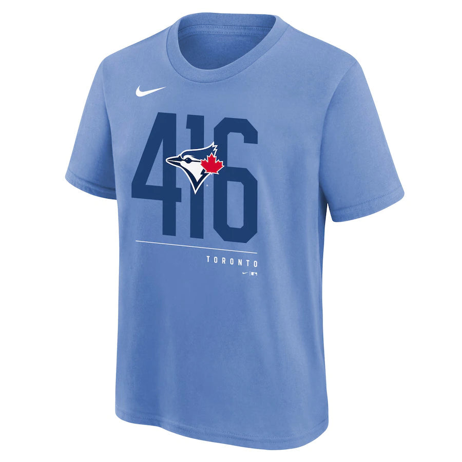 Toronto Blue Jays Nike 416 Local Area Code Powder Blue T-Shirt - Pro League Sports Collectibles Inc.