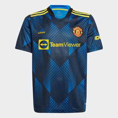Manchester United FC Adidas 21-22 Glow Blue Third Jersey - Pro League Sports Collectibles Inc.