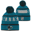 Youth San Jose Sharks Teal Breakaway Cuffed Knit Hat with Pom - Pro League Sports Collectibles Inc.