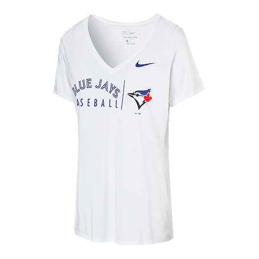 Women’s Toronto Blue Jays Nike Tri-Blend Practice V-Neck White T-Shirt - Pro League Sports Collectibles Inc.