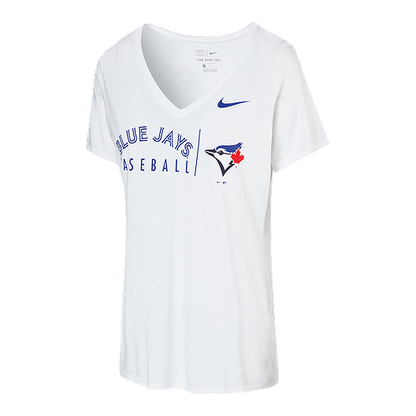 Women’s Toronto Blue Jays Nike Tri-Blend Practice V-Neck White T-Shirt - Pro League Sports Collectibles Inc.