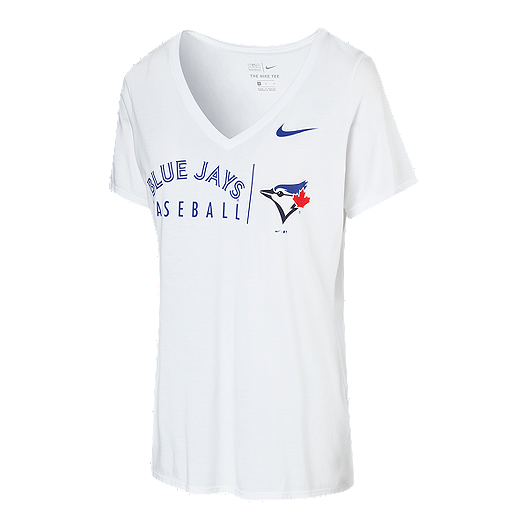 Women's Toronto Blue Jays Nike Tri-Blend Practice V-Neck White T