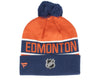 Edmonton Oilers Fanatics Branded Blue/Orange 2022 NHL Draft - Authentic Pro Cuffed Knit Toque with Pom - Pro League Sports Collectibles Inc.