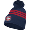 Montreal Canadiens Adidas 3 Stripe Locker Room Cuffed Knit Pom Toque - Pro League Sports Collectibles Inc.
