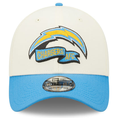 Los Angeles Chargers 2022 Sideline New Era Cream/Blue - 39THIRTY 2-Tone Flex Hat - Pro League Sports Collectibles Inc.