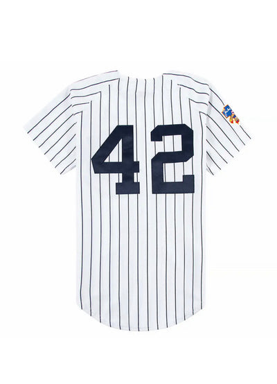 Mariano Rivera #42 Jackie Robinson 50th Patch New York Yankees Mitchell & Ness 1997 Authentic Cooperstown Collection Pinstripe Jersey - Pro League Sports Collectibles Inc.