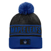 Toronto Maple Leafs Fanatics Branded Blue/Black 2022 NHL Draft - Authentic Pro Cuffed Knit Toque with Pom - Pro League Sports Collectibles Inc.