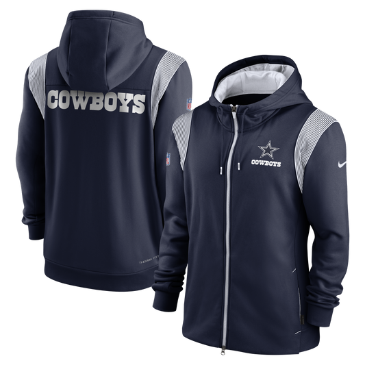 Dallas Cowboys Performance Sideline Lockup Full-Zip Hoodie - Navy - Pro League Sports Collectibles Inc.