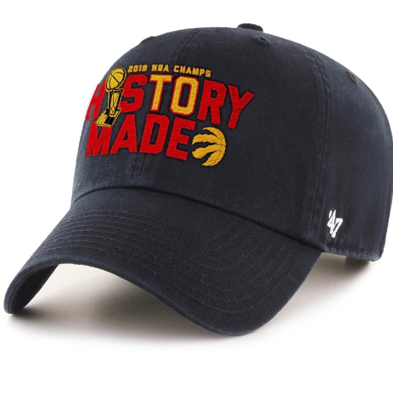 Toronto Raptors 2019 NBA Champs "History Made" 47 Brand Black Adjustable - Pro League Sports Collectibles Inc.