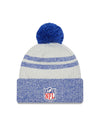 Buffalo Bills New Era 2022 Sideline History- Sport Cuffed Pom Knit Hat - Cream/Royal - Pro League Sports Collectibles Inc.