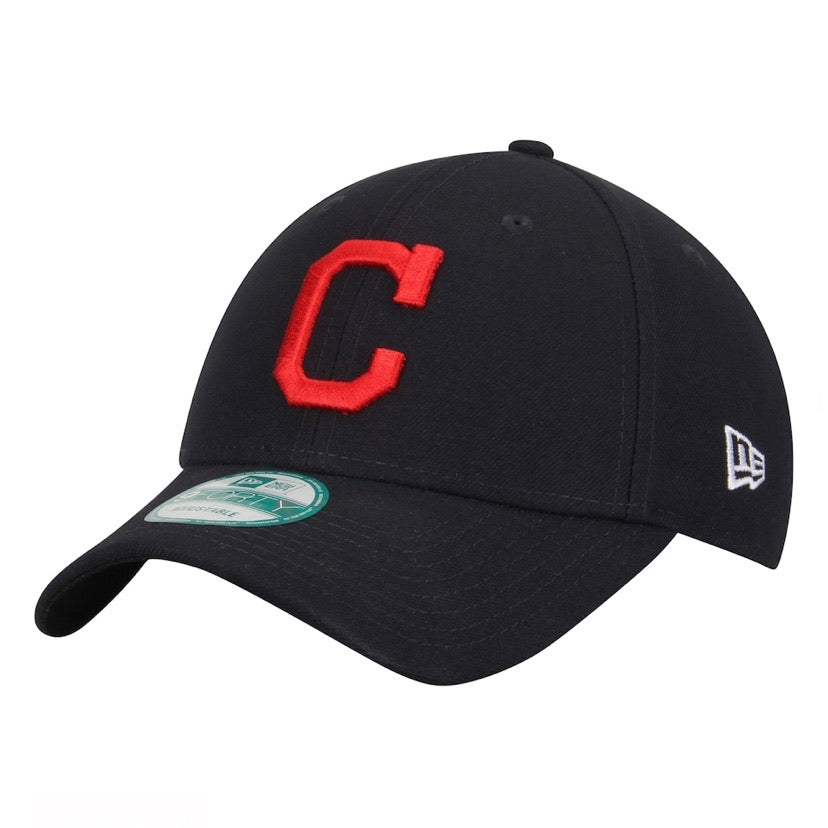 Cleveland Indians Road Navy "C" The League Black 9Forty New Era Adjustable Hat - Pro League Sports Collectibles Inc.