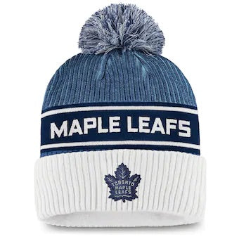 Toronto Maple Leafs Fanatics Brand Authentic Pro Blue/White Cuffed Knit Pom Toque - Pro League Sports Collectibles Inc.