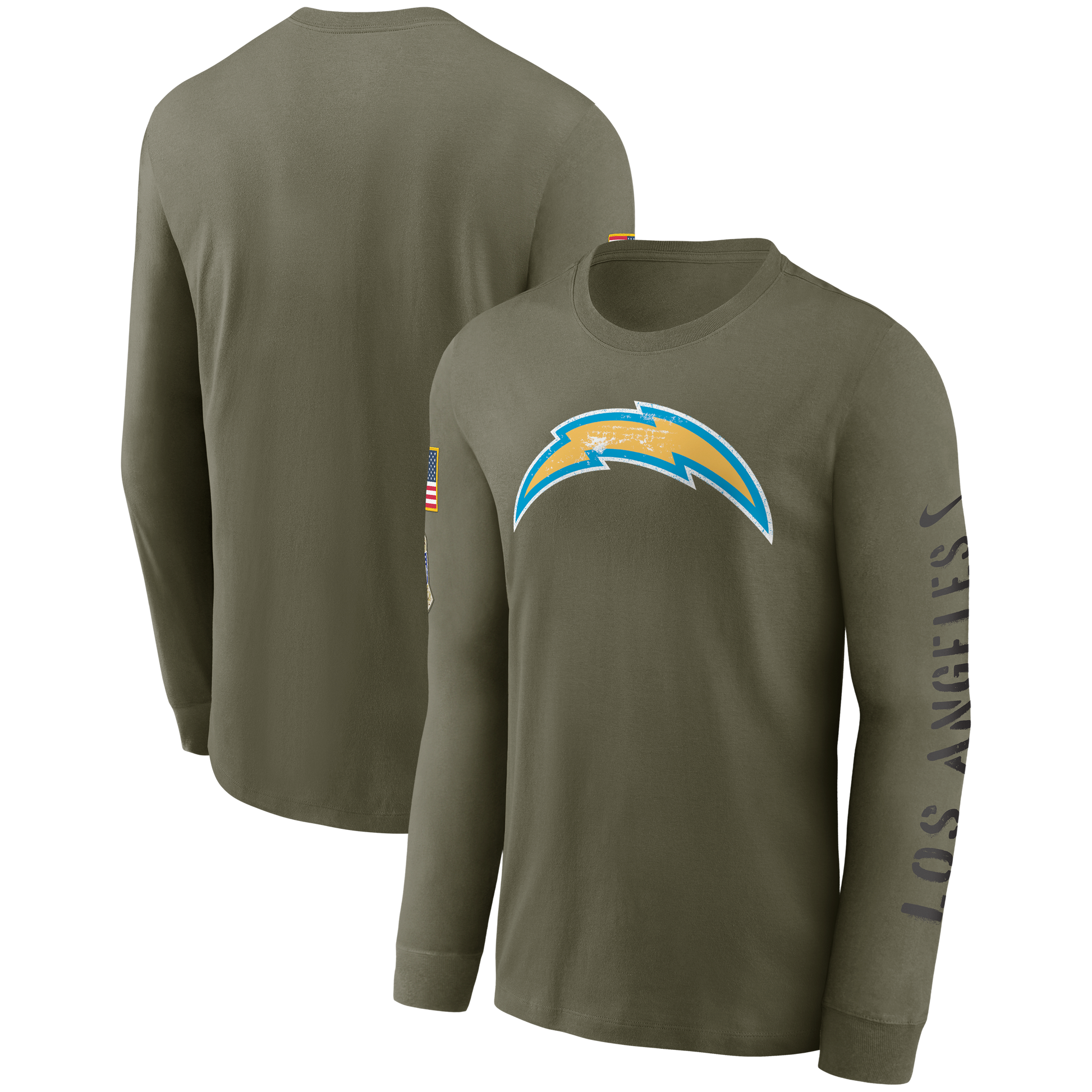 Los Angeles Chargers Nike 2022 Salute To Service - Team Logo Long Sleeve T-Shirt - Olive - Pro League Sports Collectibles Inc.