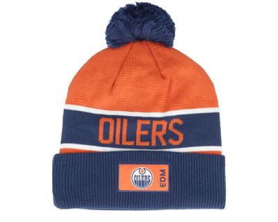 Edmonton Oilers Fanatics Branded Blue/Orange 2022 NHL Draft - Authentic Pro Cuffed Knit Toque with Pom - Pro League Sports Collectibles Inc.
