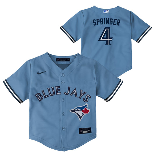 Child Toronto Blue Jays George Springer #4 Nike Powder Blue Horizon Alternate Replica Team Jersey - Pro League Sports Collectibles Inc.