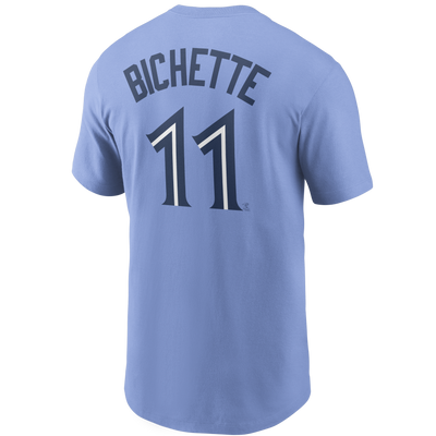Youth Toronto Blue Jays Bo Bichette #11 Nike Powder Blue Horizon Name and Number T-Shirt - Pro League Sports Collectibles Inc.