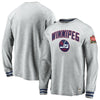Winnipeg Jets Fanatics Branded Gray 2019 Heritage Classic Rinkside Throwback Long Sleeve T-Shirt - Pro League Sports Collectibles Inc.