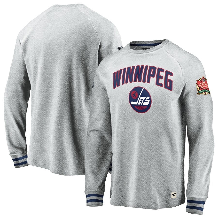 Winnipeg Jets Long Sleeve T Shirt, Grey, Size M